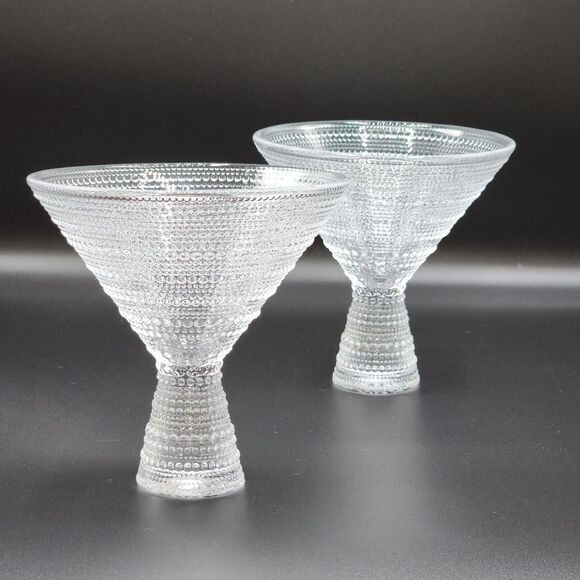 Fortessa‎ Jupiter Beaded Martini Glass Set of Two Embossed texture 11.5oz - Picture 7 of 8